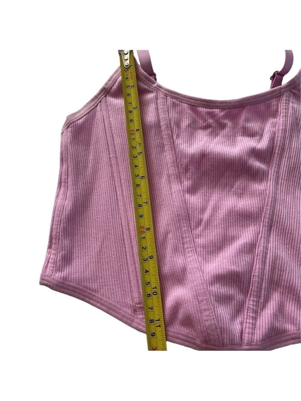 Colsie Pink Corset Ribbed Mesh Top - Picture 9 of 10